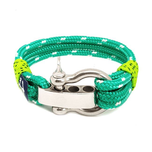 Adjustable Shackle Green Nautical Bracelet