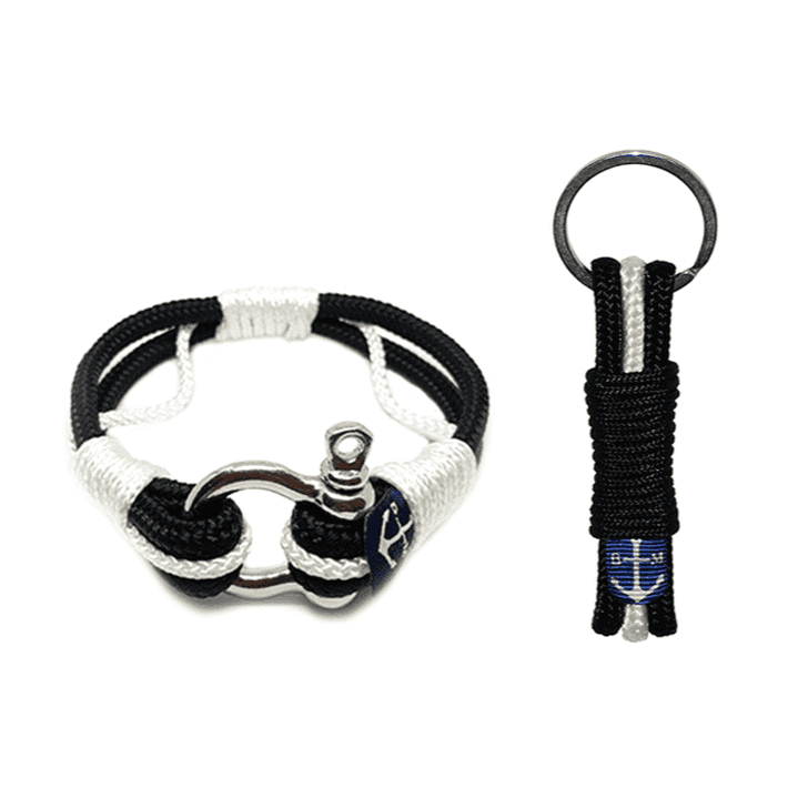 Atlantic Breeze Black and White Nautical Bracelet and Keychain