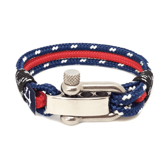 Adjustable Shackle Red and Blue Nautical Bracelet