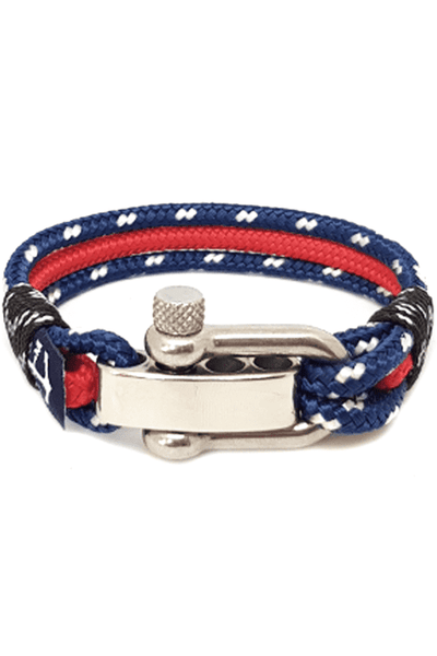 Adjustable Shackle Red and Blue Nautical Bracelet