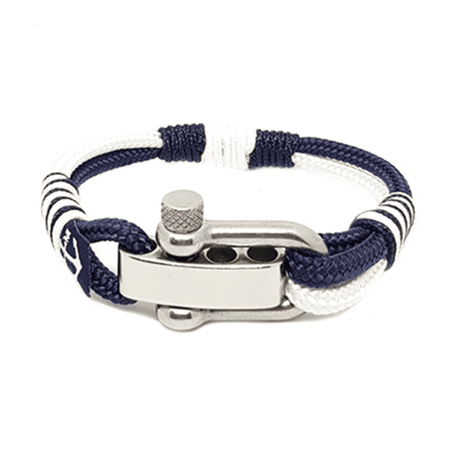 Adjustable Shackle Blue-White Nautical Bracelet