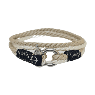 Adjustable Shackle Beige Nautical Bracelet