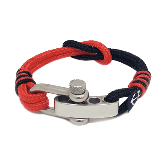 Adjustable Shackle Black and Red Bracelet