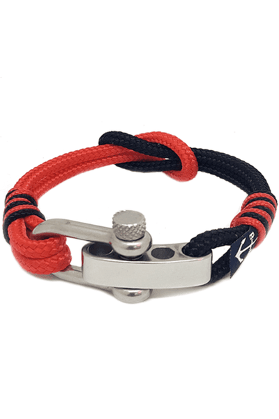 Adjustable Shackle Black and Red Bracelet