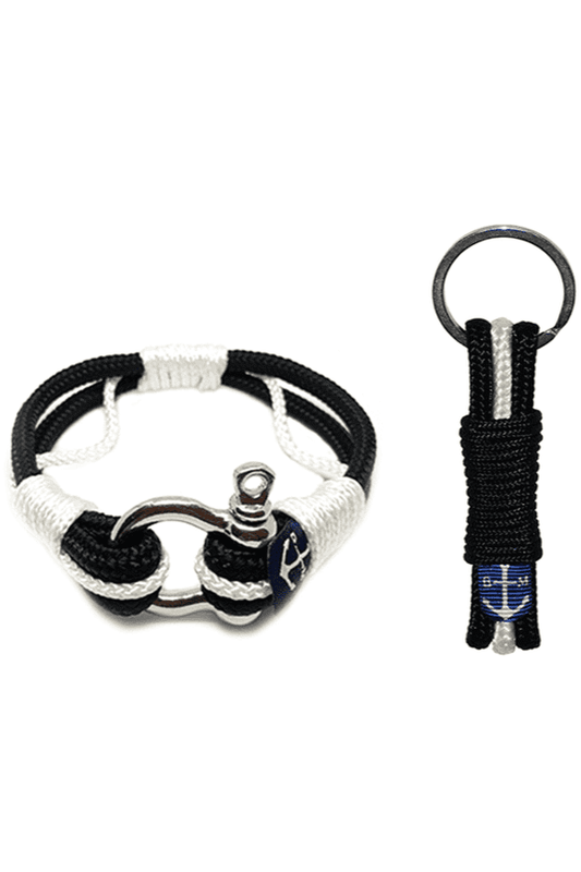 Atlantic Breeze Black and White Nautical Bracelet and Keychain