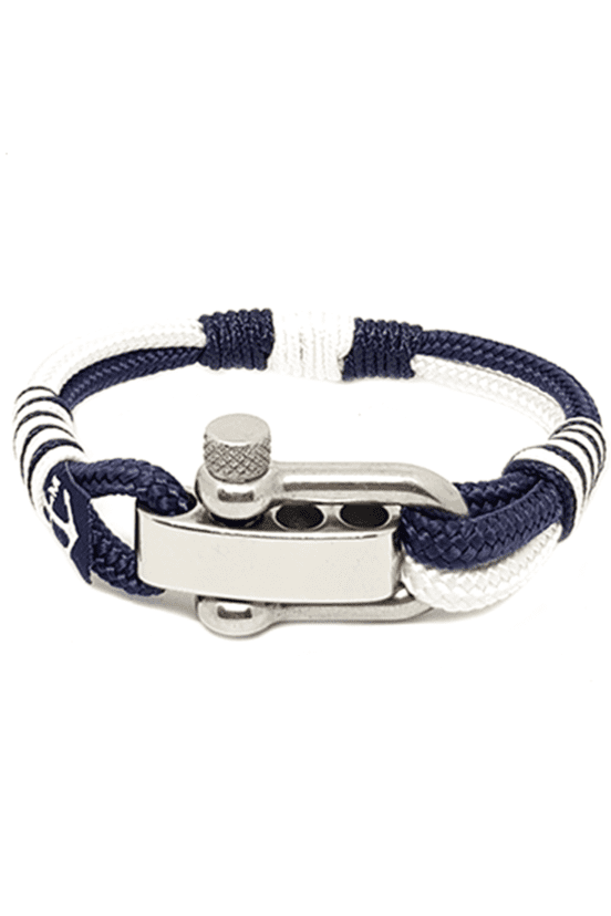 Adjustable Shackle Blue-White Nautical Bracelet