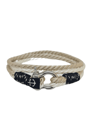 Adjustable Shackle Beige Nautical Bracelet